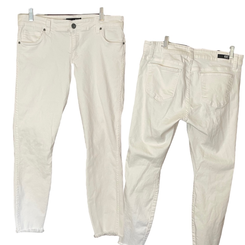 Kut From the Kloth Connie Ankle Skinny White Denim Pants Jeans, size 12